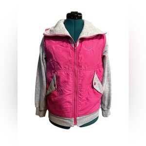 Vintage Nike Blue Tag Pink Gray Full Zip Up Hoodie Vest Women's Size Medium